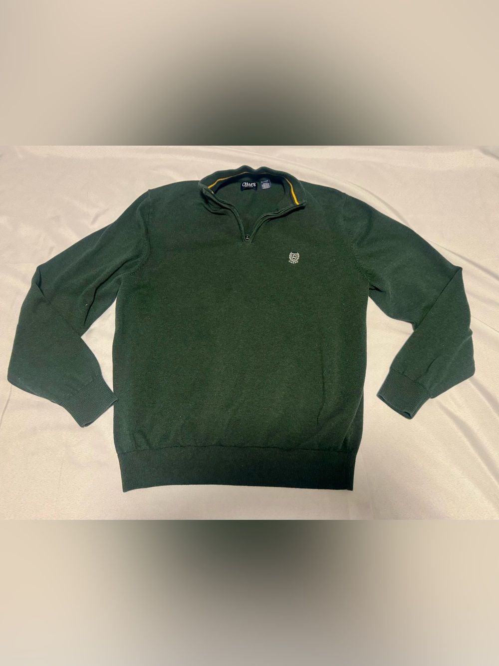 Chaps Men’s Forest Green Half-Zip Sweater with Logo